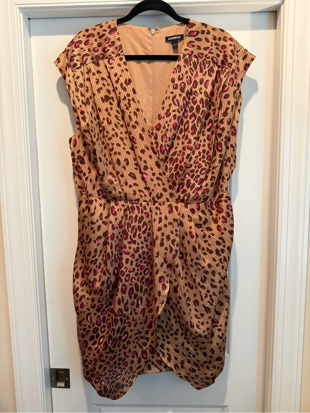 Express Mini Sheath Dress - Leopard Print Plus Pink - Size XL - Picture 2 of 8